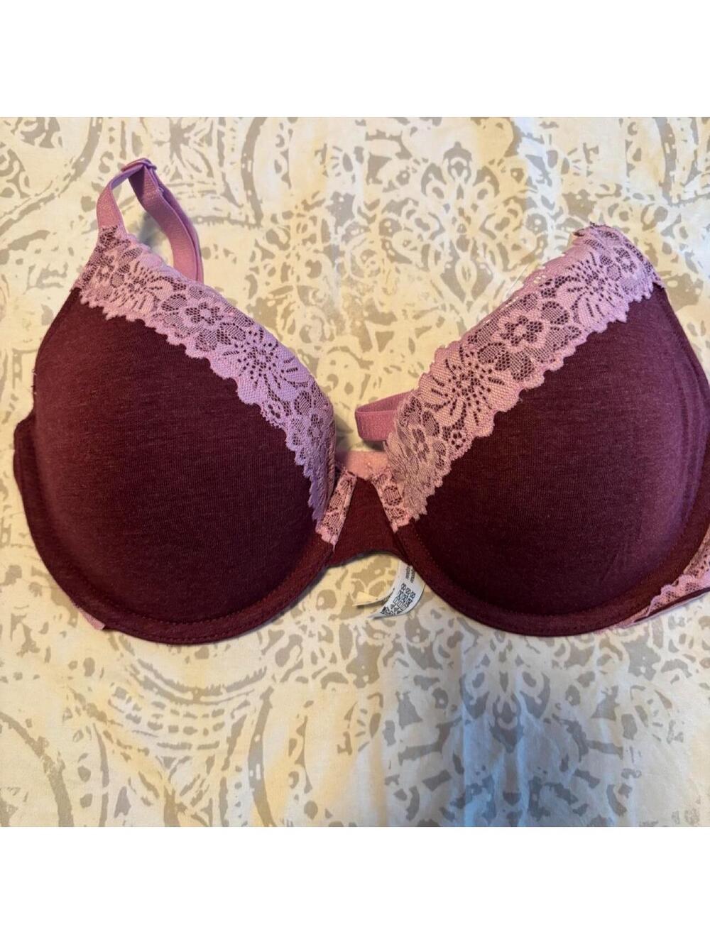 Victoria S Secret Women's Burgundy and Purple Bra